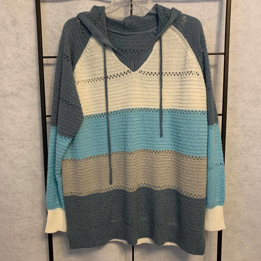 Striped‎ Knitted Sweater Hoodie Women's 3XL